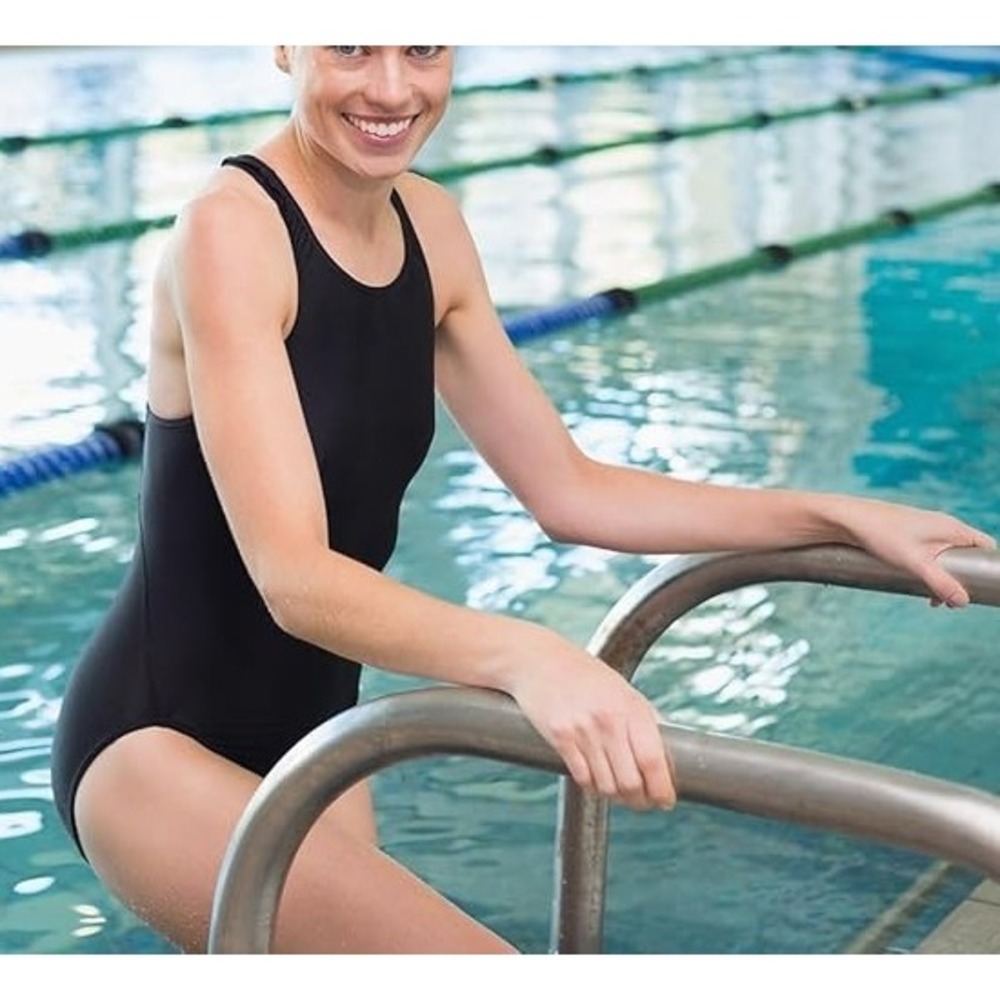 baleaf Black Racerback Athletic One Piece Modest Women's Swimsuit Sz XL (16-18) - Picture 3 of 6